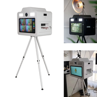 Photomaton à écran tactile sur trépied avec éclairage d'appoint et écran tactile de 21,5 pouces pour location d'événements, coque de photomaton pour selfies DSLR