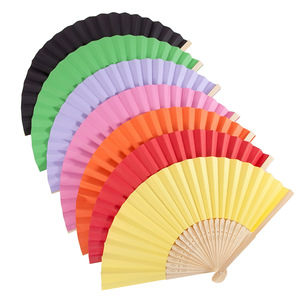 Abanico de Bambú Plegable de 21 cm, Económico, con Tela de Seda Lisa, para Bodas, Fiestas y Regalos Empresariales - Product Image 6