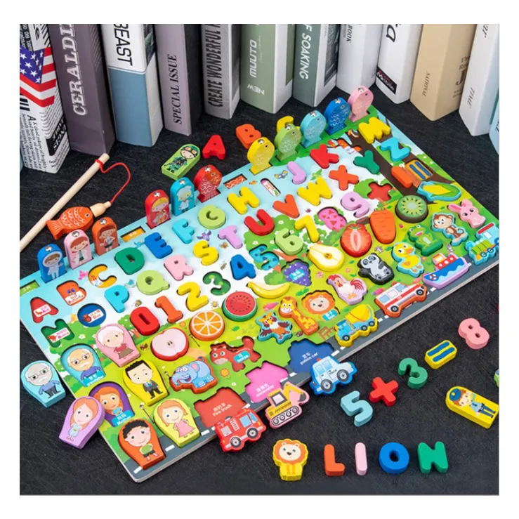 2023 New Toy Montessori Educação Figura Fruit Pastagem Estilo Matching Letter Game para Crianças Brinquedos De Madeira Personalizados Unisex EN71 ASTM