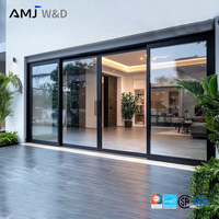Portes coulissantes en aluminium NFRC à cadre fin et robuste AMJ, portes de patio modernes à grande vue pour villas de luxe