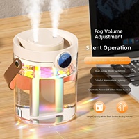 Humidificateur à double pulvérisation avec écran numérique, éclairage ambiant sept couleurs, alimentation USB, compact, pour bureau à domicile, capacité de 1,5 L