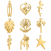Pendentifs en acier inoxydable ajourés en forme de feuilles de Monstera, de planches de surf, de cœurs, de vagues de mer et d'étoiles irrégulières à cinq branches, composants de bijoux