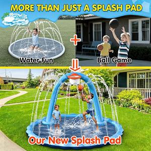 MAKE WAVES - Alberca Inflable de PVC 2 en 1 de 110 Pulgadas con Aro de Baloncesto y Rociador de Agua Ajustable para Adultos y Niños - Product Image 2
