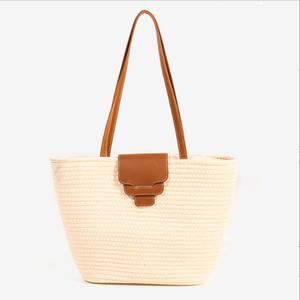 Bolso Tote de Paja Tejida con Dos Asas, Gran Capacidad, Correa para el Hombro, Estilo Bohemio para Mujer, Uso Casual de Playa - Product Image 1