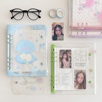 Reliure à double boucle transparente en PVC de style coréen A5, reliure à couverture souple avec motifs d'animaux mignons, reliure photo
