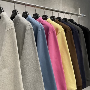 Moda nuevo logotipo personalizado suéter de <span class=keywords><strong>cuello</strong></span> alto invierno 345G Boxy Casual esencial sólido forro polar grueso Sudadera con capucha hombres sudadera - Product Image 3