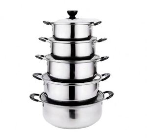 Wholesale 10pcs Home and Kitchen <b>Pot</b> Stainless Steel Casserole Mental Non Stick Pan Cheap Kitchen Utensil Cookware <b>Sets</b> - Product Image 1