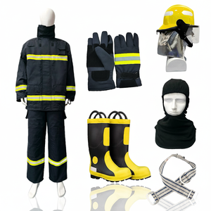 CE-Zertifizierter Aramid-Baumwoll-Feuerwehranzug Reflektierender Brandbekämpfungsanzug Waldbrand-Ausrüstungsset mit Helm, Jacke und Hose - Product Image 2