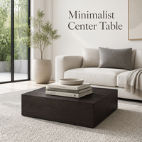 Ensemble de tables basses carrées minimalistes avec cadre métallique, plateau en pierre frittée aspect marbre pour salon, chambre, hôtel, projet commercial