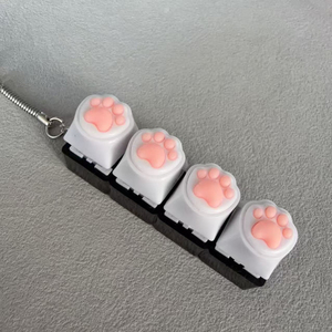 Llavero de silicona suave con 4 botones de garras de gato Kawaii, teclas de teclado DIY para descompresión y alivio del estrés, probador de teclas, colgante para teléfono móvil - Product Image 3
