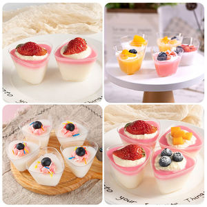 Gobelet à dessert moderne jetable et récipient en plastique avec couvercle, pour pudding, gelée et tiramisu, en polystyrène PS - Product Image 3