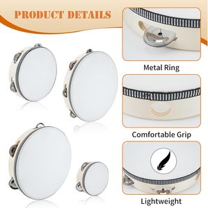 Tambourin à main tambour bois simple rangée tambourin <span class=keywords><strong>métal</strong></span> Jingles Instrument de musique rythme <span class=keywords><strong>Percussion</strong></span> pour KTV, fête, église - Product Image 2