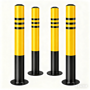 Allarme riflettenti per la sicurezza del traffico tubo d'acciaio zincato barriera di parcheggio lungo la strada barricata Post dissuasori in acciaio - Product Image 1
