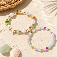 Pulsera Go2boho con Cuentas y Perlas de Imitación, Dije de Estrella de Resina Acrílica Colorida, Joyería de Playa para Mujer