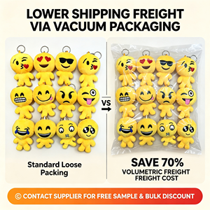 Llavero de peluche Eeme Pack de 4 pulgadas, muñeco de peluche con cara divertida amarilla, stock de fábrica Global Source, proveedor directo, precio económico, venta al por mayor - Product Image 5