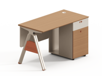 Table de travail de bureau simple et moderne en mélamine, pour une personne, avec pieds en métal, armoire de rangement latérale, bureau d'employé, écologique, durable