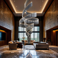 Plafonnier design de luxe moderne Grande bande rotative en cristal Lustre artistique irrégulier en verre Maison Villa Duplex