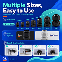 Passe-câbles en nylon PA66 étanches IP68 certifiés CE RoHS, tailles PG7, PG9, PG11, PG13.5, PG16, PG21, PG29, PG36, PG42, PG48, PG63