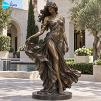 Sculpture élégante de dame en bronze, moulage à la cire perdue, statue personnalisée de figure féminine, décoration extérieure durable pour hôtel, villa, jardin, place publique
