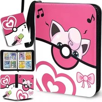 Carpeta de Colección de Tarjetas Charizard de Cuero PU, con Bloqueo RFID, para Tarjetas de Crédito y Juegos de Cartas, 900/400/4/9 Bolsillos, Cierre de Cremallera y Botón KV