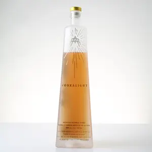 Luxury Unique Decanter Handmade Craft Lead-Free High Borosilicate Vodka Whiskey Brandy Tequila Rum Frosted Glass Bottle