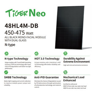 <span class=keywords><strong>Jinko</strong></span> 48HL4M-DB Module PV mono-facial tout noir de type N avec panneau solaire double verre 450w 455w 460w 465w 470w 475w - Product Image 2