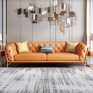 Thanh lịch hoàng gia phong cách phòng khách da sofa đặt đồ nội thất nhà máy cắt sofa chất lượng cao đồ nội thất hiện đại Thiết kế