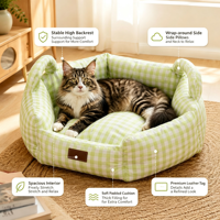Lit de voyage portable pour animaux de compagnie, sac de transport lavable pour chats et chiens avec housse amovible, canapé carré hiver motif dessin animé