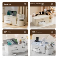Organisateur de cosmétiques en plastique pour bureau, boîte de rangement de soins de la peau à compartiments, boîte à mouchoirs, rangement domestique de style tiroir, moderne