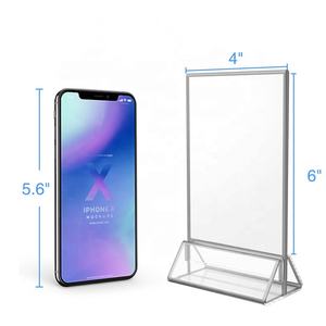 Porte-enseigne en acrylique 5x7 personnalisé avec bordure argentée Supports de panneau de table Porte-menu Support de prospectus en acrylique - Product Image 5