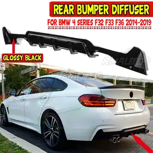 BMW 4シリーズF32F33 F362014-2019Mスポーツリアバンパースプリッターディフューザーガード用リアリップチンスポイラーバンパーボディキット