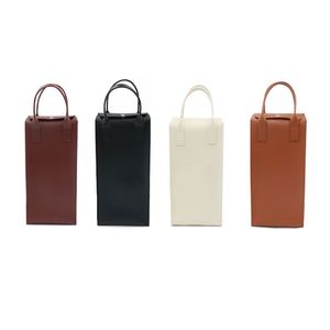 Bolsa Portabotellas de Vino Rectangular Minimalista de Cuero PU Reutilizable y Ecológica, Portabotellas Portátil con Capacidad de 1.3L, Multiusos - Product Image 5