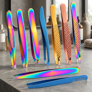 Juego de Pinzas para Cejas de Acero Inoxidable, Punta Puntiaguda, Duraderas, Estilo Moderno, Multicolores - Product Image 2
