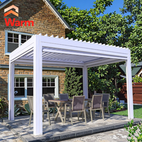 Pergola Moderne Mince Fermée Bioclimatique Aluminium Pavillon Jardin Parking pour Piscine Gazebo Pare-Soleil Imperméable Persienne Électrique