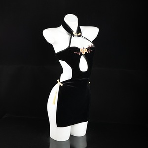Lemon Story – Lingerie Cheongsam en velours brodé, chemise de nuit dos nu, Costume sexy pour femmes, 8330 - Product Image 3
