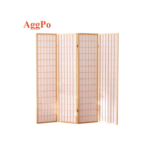 1PC <span class=keywords><strong>Bois</strong></span> De Pin Chambre Diviseur Confidentialité Écran, 4 Panneaux Transition D'écran D'intérieur, matériau naturel Oriental Héritage Décor Porte Pliante - Product Image 2