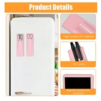 Étui à stylo magnétique en cuir PU à motif de dessin animé, pochette portable anti-perte avec aimant pour réfrigérateur, support de rangement pour papeterie de bureau