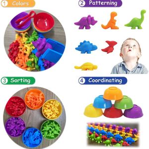 Venda quente brinquedo educativo aprendizagem para bebê cor correspondência classificação tigela arco-íris contando brinquedo animal - Product Image 2
