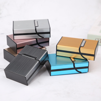 Porte-cartes de visite en alliage d'aluminium avec bouton magnétique, étui fin pour cartes de visite, boîte cadeau pour 20 cigarettes