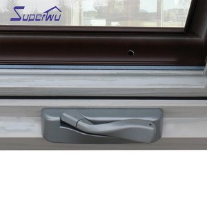 Stile americano doppio vetro di sicurezza residenziale finestra in alluminio rivestito di legno manovella finestre aperte - Product Image 4