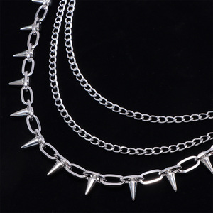 Hip Hop Punk Metal Studded Waist <b>Chain</b> Multi Layer Adjustable For Women Casual Jeans Accessory Zinc Alloy Spike Design - Product Image 4