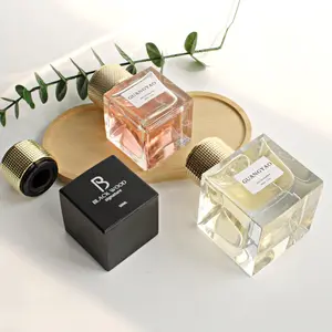 Groothandel Luxe Vierkant Zwart Transparant Glazen Fles Oem Glas 30Ml 50Ml 100Ml Parfumfles