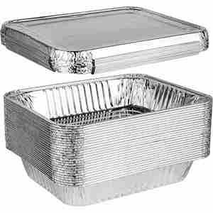 9x13" Aluminum Food Grade Recyclable Tray Half Size Steam Table Deep Pans Plastic Dome Lid Tin <b>Foil</b> <b>Containers</b> Buffet Catering - Product Image 1