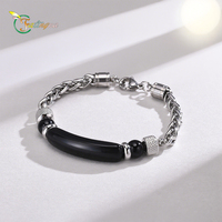 Bracelet en acier inoxydable 316L avec pierres naturelles Œil de tigre Onyx et perles de blé, bijoux pour hommes et femmes, vente en gros, personnalisation OEM