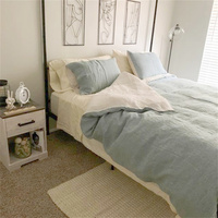 Ensemble de linge de chambre à coucher ensemble de literie en lin français 170 GSM -180 GSM pierre lavée housse de couette drap plat avec taie d'oreiller