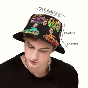 Custom Lightweight Bucket Hat Cartoon Face Print Breathable Summer <b>Cap</b> for Beach <b>Camping</b> Hiking Wedding Outdoor Activities - Product Image 4