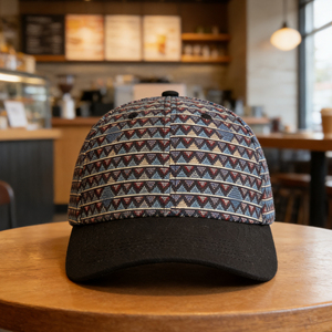 Gorra de Béisbol Deportiva de Lona con Patrón Geométrico Vintage, 6 Paneles, Ligera, Transpirable, Ajustable con Cierre a Presión - Product Image 6