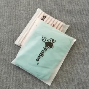 Plastic transparent frosted zipper lock clothing packing bag with own logo
