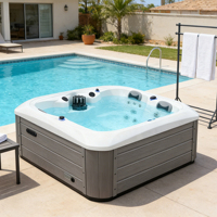 Jacuzzi Compacto Sunrans para 3 Personas, Listo para Usar, Spa de Masajes al Aire Libre con Sistema de Control Inteligente