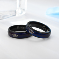 NIEUWE Slimme Sieraden Mood Ring Koning Koningin Letter Emotie Gevoel Kleurveranderende Paar Temperatuurring voor Bruiloft Verlovingscadeau